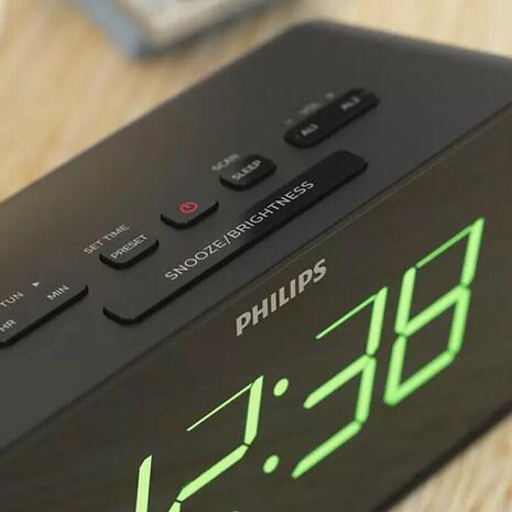 Ραδιορολόι Philips TAR3306 Ψηφιακό Επιτραπέζιο με Ξυπνητήρι Μαύρο